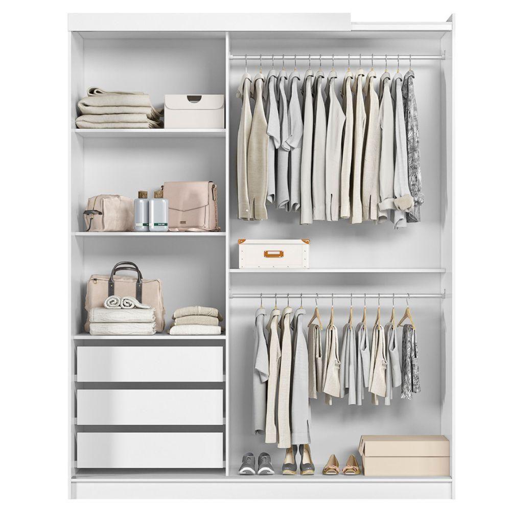 Dormitorio Modulado Casal 6 Portas 242x173 Cm Florenca Branco Moval - 8