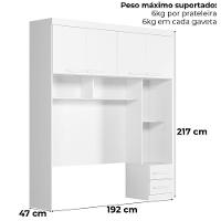 Dormitorio Modulado Casal 6 Portas 242x173 Cm Florenca Branco Moval - 3