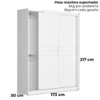 Dormitorio Modulado Casal 6 Portas 242x173 Cm Florenca Branco Moval