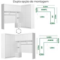 Dormitorio Modulado Casal 6 Portas 242x173 Cm Florenca Branco Moval - 5