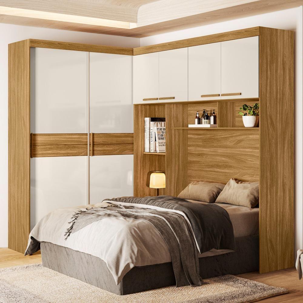 Dormitorio Modulado Casal 6 Portas 242x173 Cm Florenca Freijo Off White Moval - 2