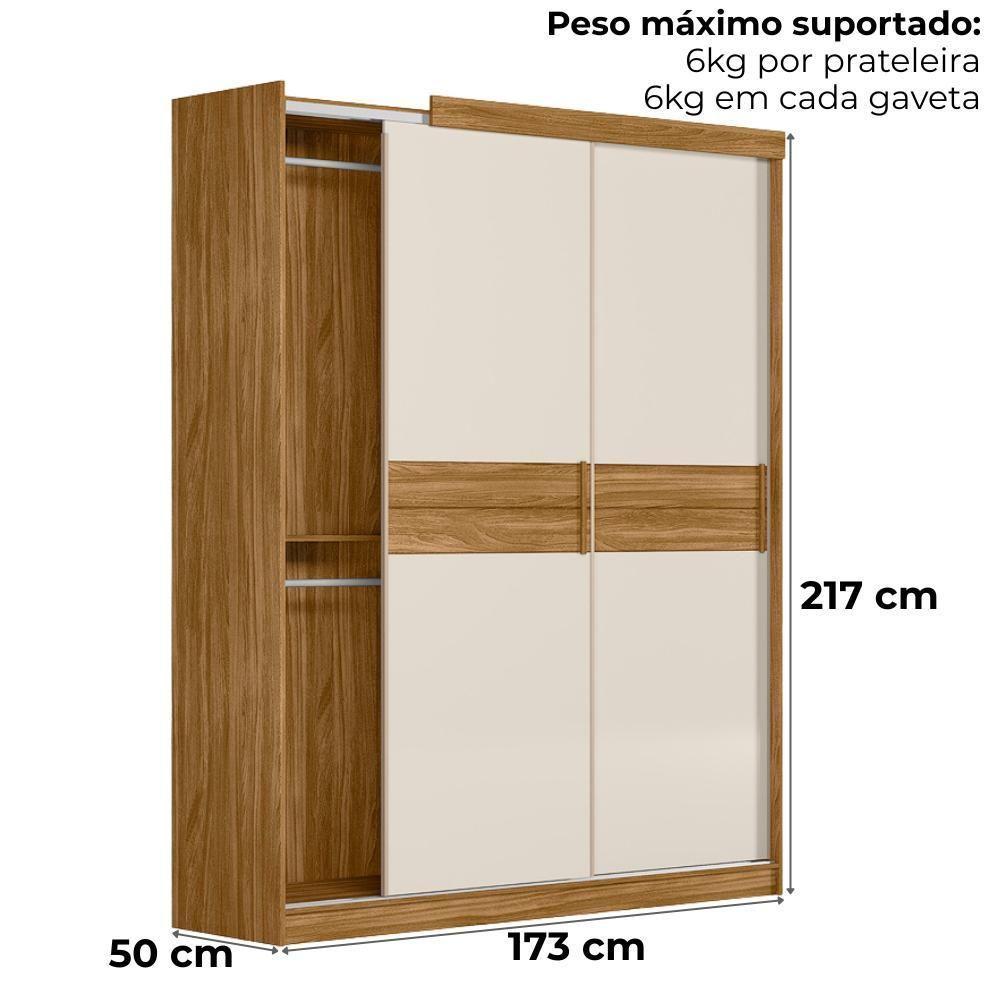 Dormitorio Modulado Casal 6 Portas 242x173 Cm Florenca Freijo Off White Moval - 4