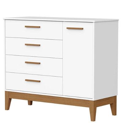 Cômoda Sapateira Infantil Flip 4 Gavetas em MDF com Puxadores MDF Branco