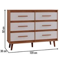 Cômoda Pé Palito Para Quarto 6 Gavetas Lima Savana - Off White - 2