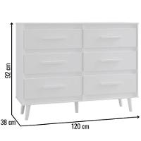 Cômoda Pé Palito Para Quarto 6 Gavetas Lima Branco - 2