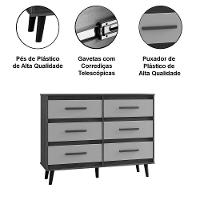 Cômoda Pé Palito Para Quarto 6 Gavetas Lima Branco - 3