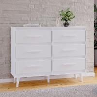 Cômoda Pé Palito Para Quarto 6 Gavetas Lima Branco - 4