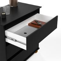 Cômoda Preta Pequena Com 3 Gavetas E Pés De Madeira Preto - 3