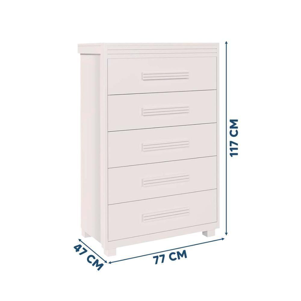 Cômoda Para Quarto Infantil 5 Gavetas Grande Branco - 4