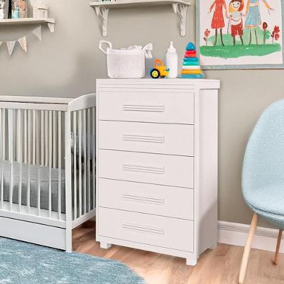 Cômoda Para Quarto Infantil 5 Gavetas Grande Branco