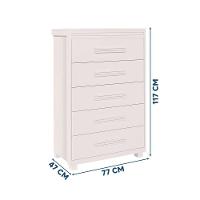 Cômoda Para Quarto Infantil 5 Gavetas Grande Branco