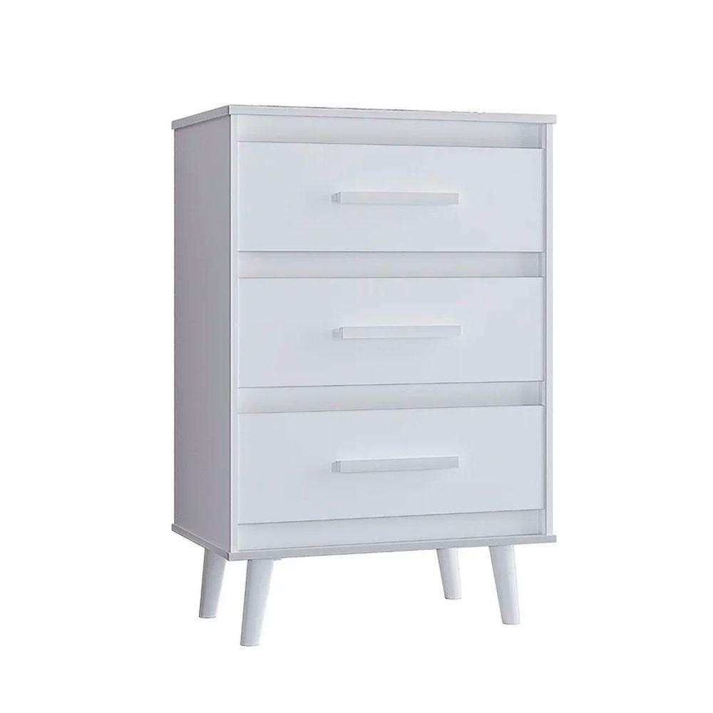 Cômoda Para Quarto Pé Palito 3 Gavetas Lima Branco - 1