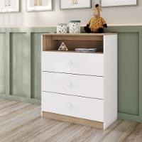 Cômoda 3 Gavetas Magia Henn Branco / Madeirado - 2