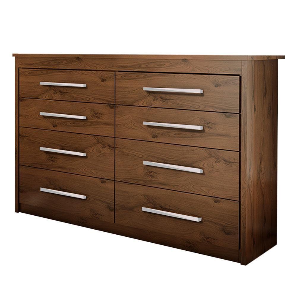 Cômoda Grande Bebê Quarto Solteiro E Casal Gênova 8 Gavetas Capuccino Wood - 2