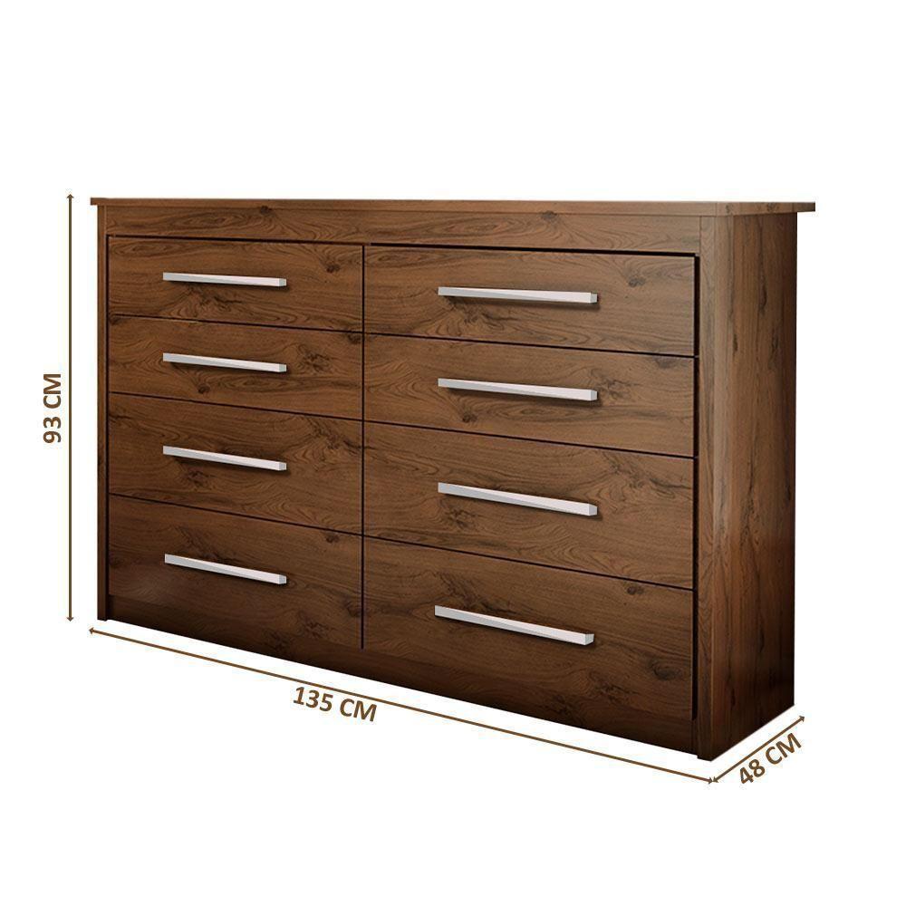Cômoda Grande Bebê Quarto Solteiro E Casal Gênova 8 Gavetas Capuccino Wood - 4