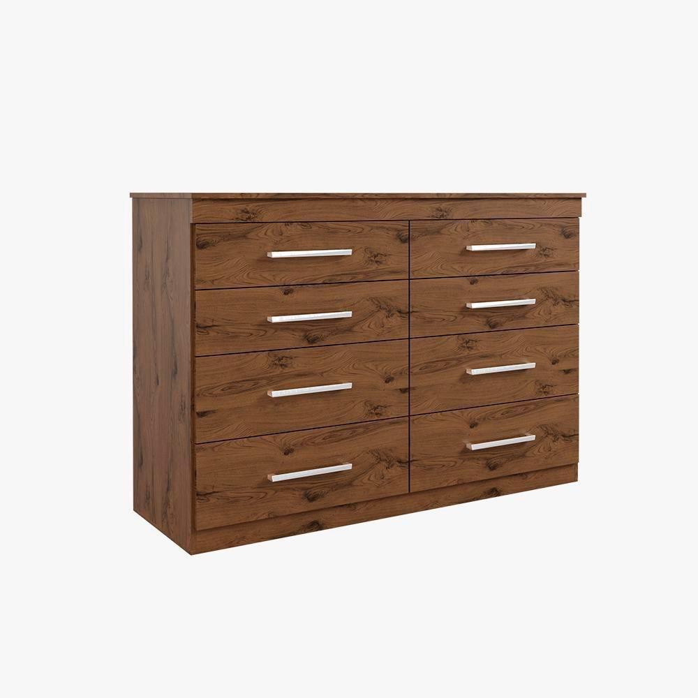 Cômoda Grande Bebê Quarto Solteiro E Casal Gênova 8 Gavetas Capuccino Wood - 6