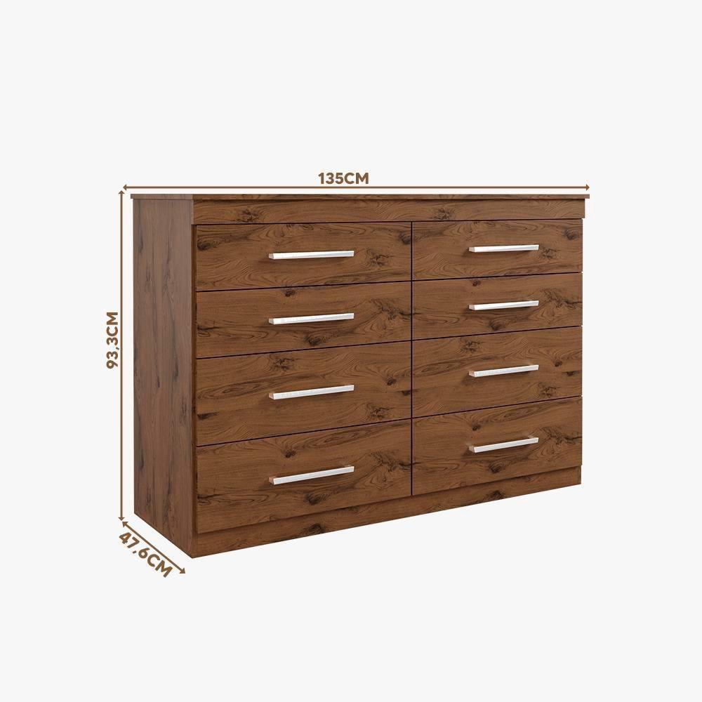 Cômoda Grande Bebê Quarto Solteiro E Casal Gênova 8 Gavetas Capuccino Wood - 8