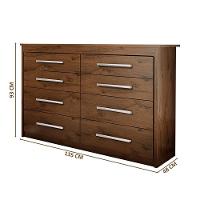 Cômoda Grande Bebê Quarto Solteiro E Casal Gênova 8 Gavetas Capuccino Wood