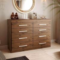 Cômoda Grande Bebê Quarto Solteiro E Casal Gênova 8 Gavetas Capuccino Wood - 5