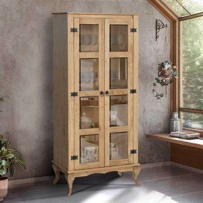 Cristaleira 2 Portas Madeira Maciça Rústica Sala De Jantar Mel