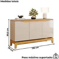 Cristaleira E Balcão Buffet Joile Cedro Off White Dj Moveis - 3