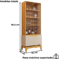 Cristaleira E Balcão Buffet Joile Cedro Off White Dj Moveis