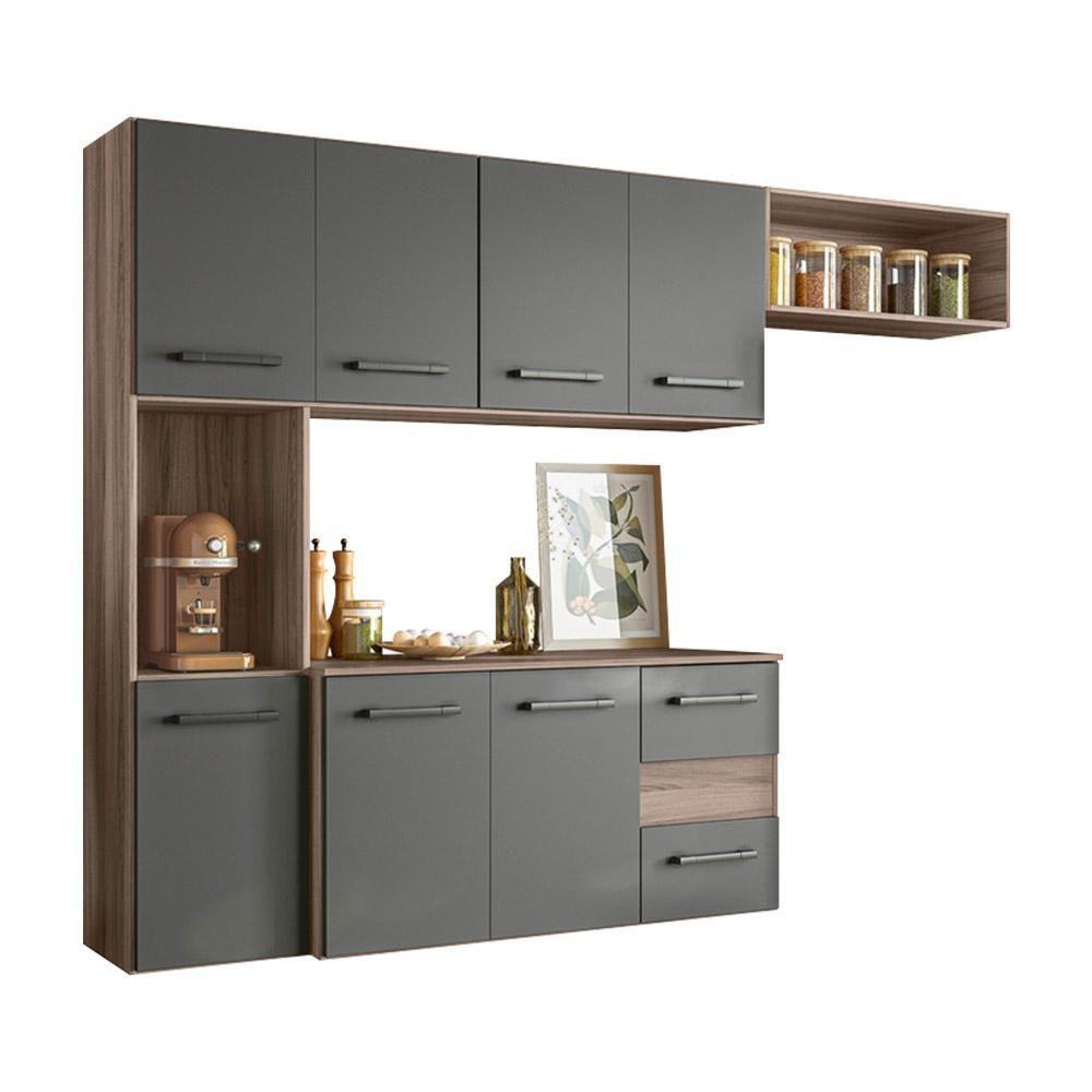 Cozinha Suspensa Completa 1,80m Juliete 7 Portas 2 Gavetas Nature-chumbo - 5