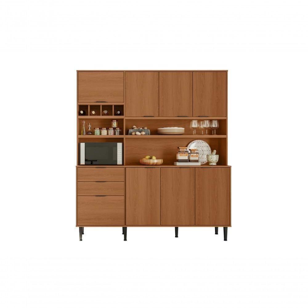 Cozinha Praga 7 Portas 3 Gaveteiros Com Espaço Para Microondas E Vinhos - Jequitiba - 4