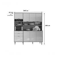 Cozinha Praga 7 Portas 3 Gaveteiros Com Espaço Para Microondas E Vinhos - Jequitiba - 5