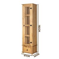 Cristaleira Torre Alta 1 Porta De Vidro Madeira Maciça Mel