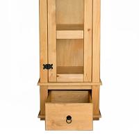 Cristaleira Torre Alta 1 Porta De Vidro Madeira Maciça Mel - 7