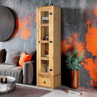 Cristaleira Torre Alta 1 Porta De Vidro Madeira Maciça Mel - 9