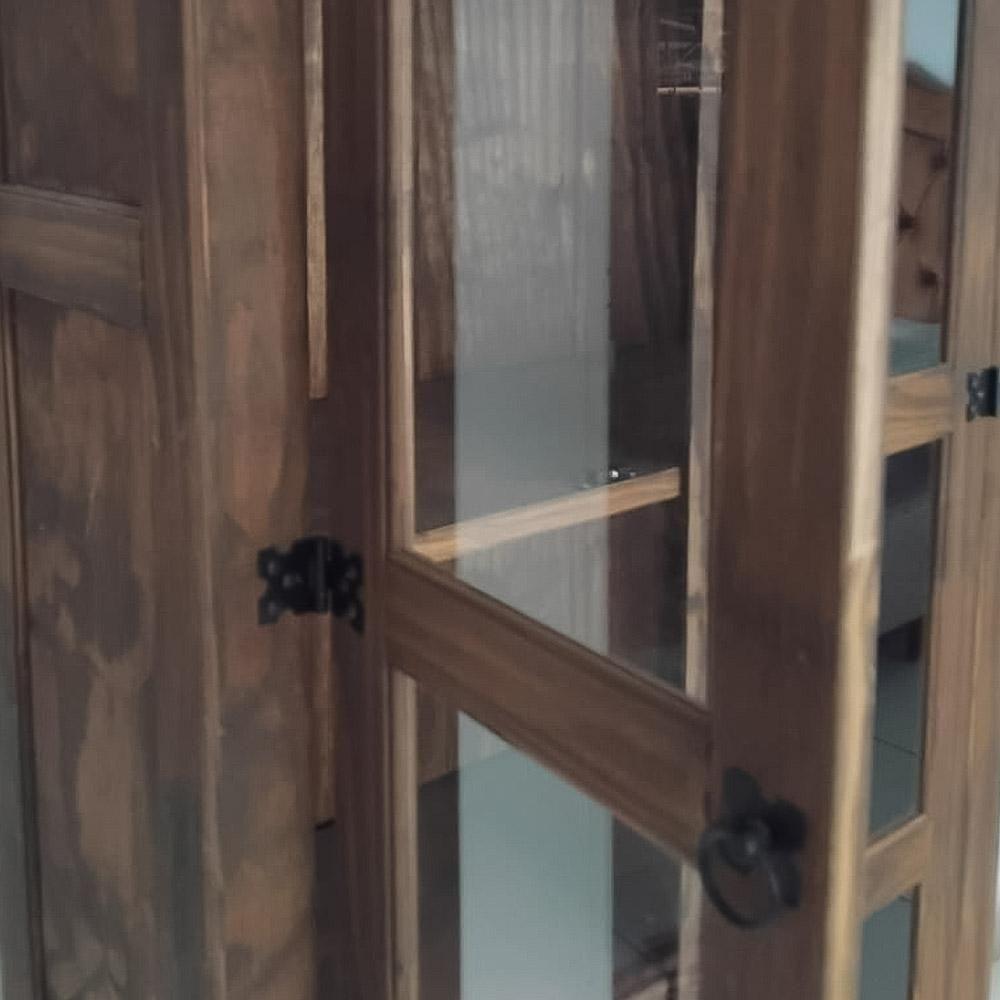 Cristaleira Rústica Madeira Maciça Com 2 Portas De Vidro Imbuia - 4