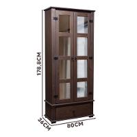 Cristaleira Rústica Madeira Maciça Com 2 Portas De Vidro Imbuia - 5