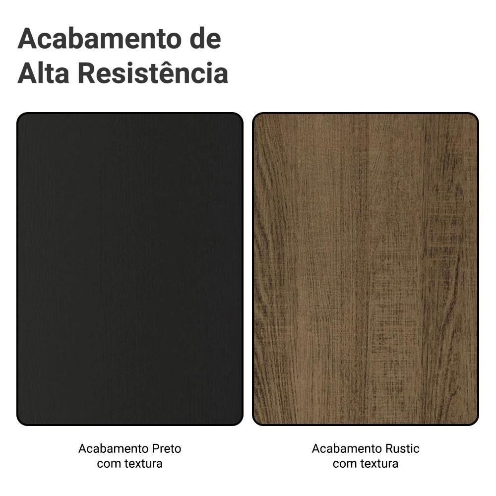 Guarda-roupa Casal Com Pés 3 Portas De Correr Com Espelho Preto Rustic Reno Madesa - 8