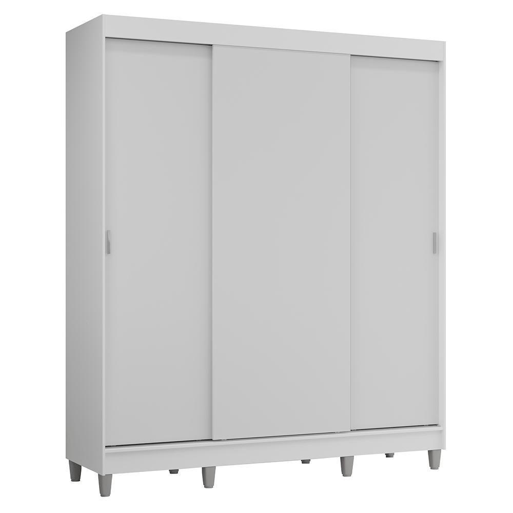 Guarda-roupa Casal Com Pés 3 Portas De Correr Branco Reno Madesa - 10