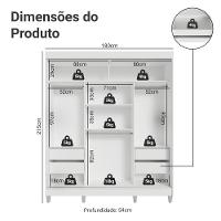 Guarda-roupa Casal Com Pés 3 Portas De Correr Branco Reno Madesa - 3