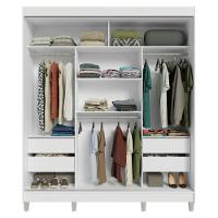 Guarda-roupa Casal Com Pés 3 Portas De Correr Branco Preto Reno Madesa - 7