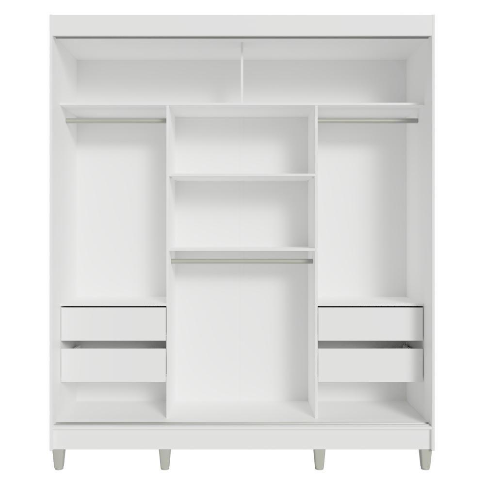 Guarda-roupa Casal Com Pés 3 Portas De Correr Branco Cinza Reno Madesa - 8