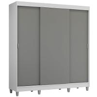 Guarda-roupa Casal Com Pés 3 Portas De Correr Branco Cinza Reno Madesa - 2