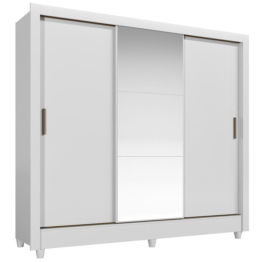 Guarda-roupa 171cm 3 Portas Com Espelho França Santos Andirá Branco - 2