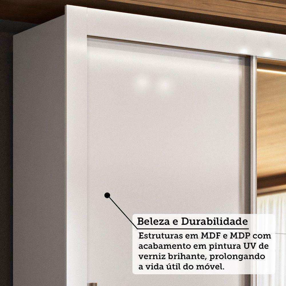 Guarda-roupa 171cm 3 Portas Com Espelho França Santos Andirá Branco - 4