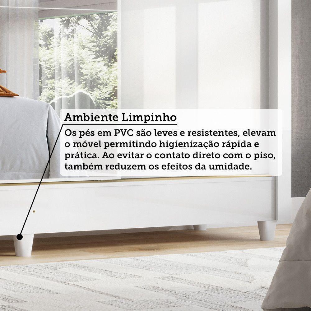 Guarda-roupa 171cm 3 Portas Com Espelho França Santos Andirá Branco - 9