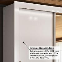 Guarda-roupa 171cm 3 Portas Com Espelho França Santos Andirá Branco