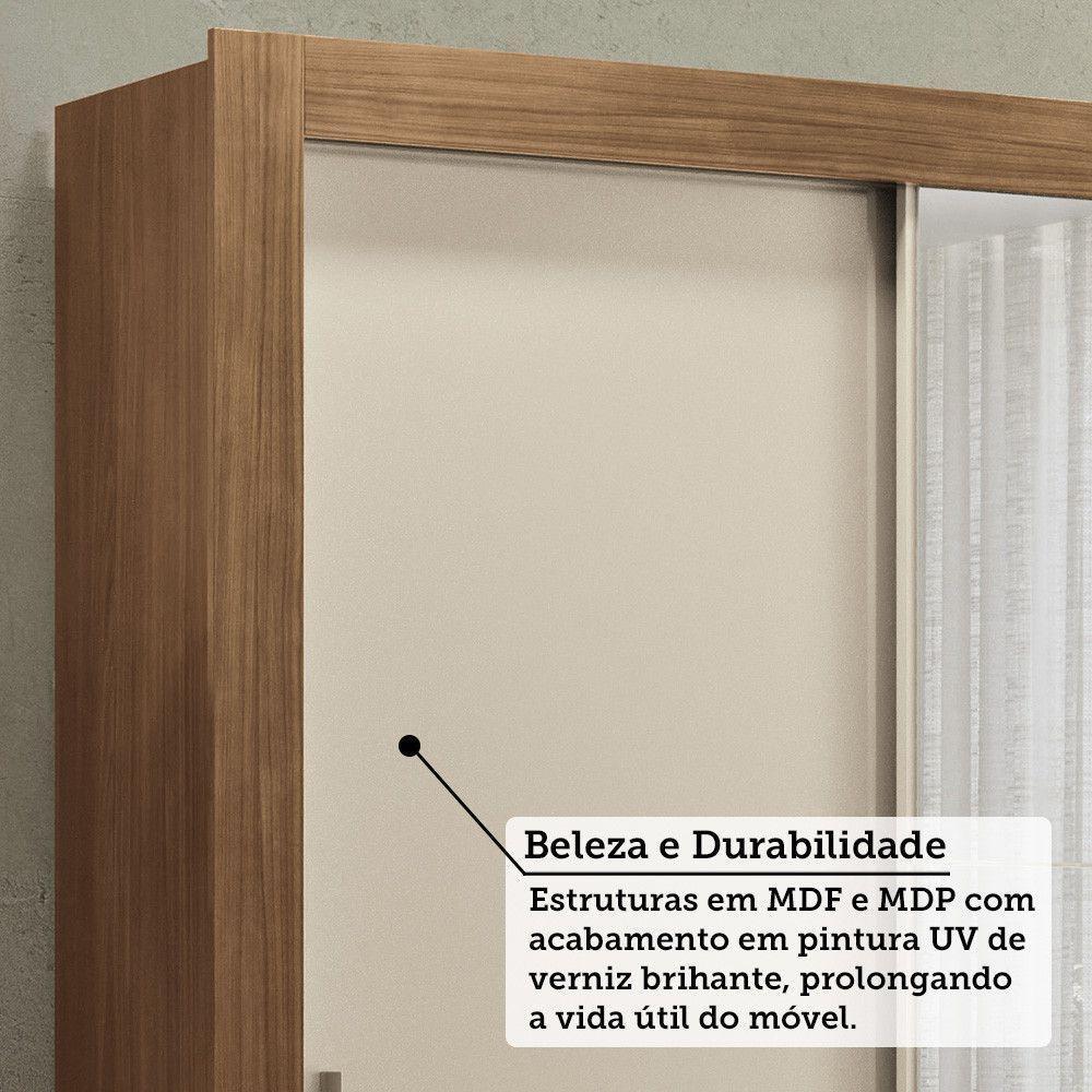 Guarda-roupa 171cm 3 Portas Com Espelho França Santos Andirá Jequitiba/off White - 4