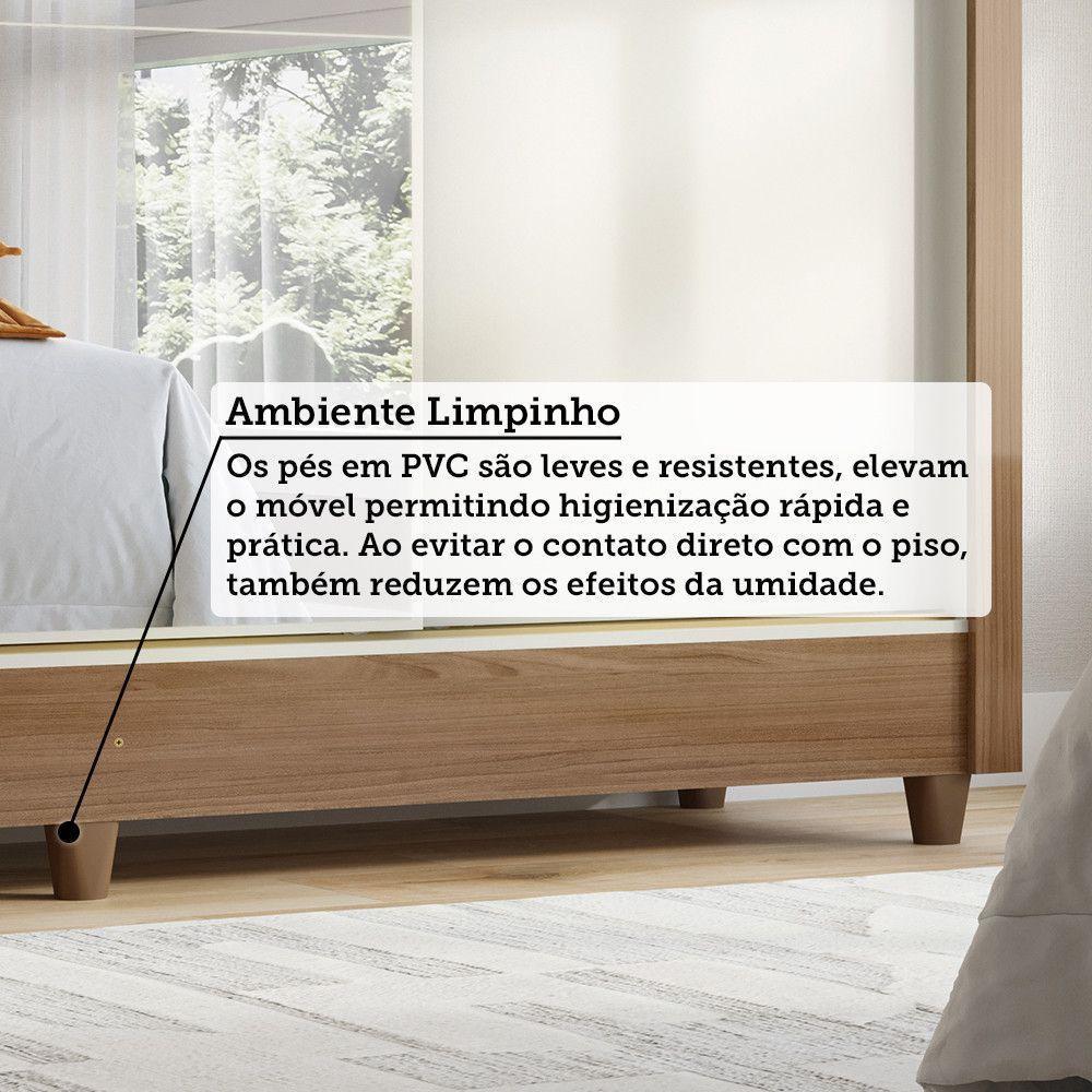 Guarda-roupa 171cm 3 Portas Com Espelho França Santos Andirá Jequitiba/off White - 9