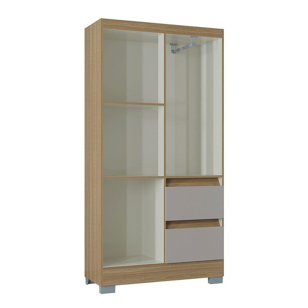 Guarda Roupas Quarto Pequeno Off-white Nápoles Poquema Damasco/off White - 4