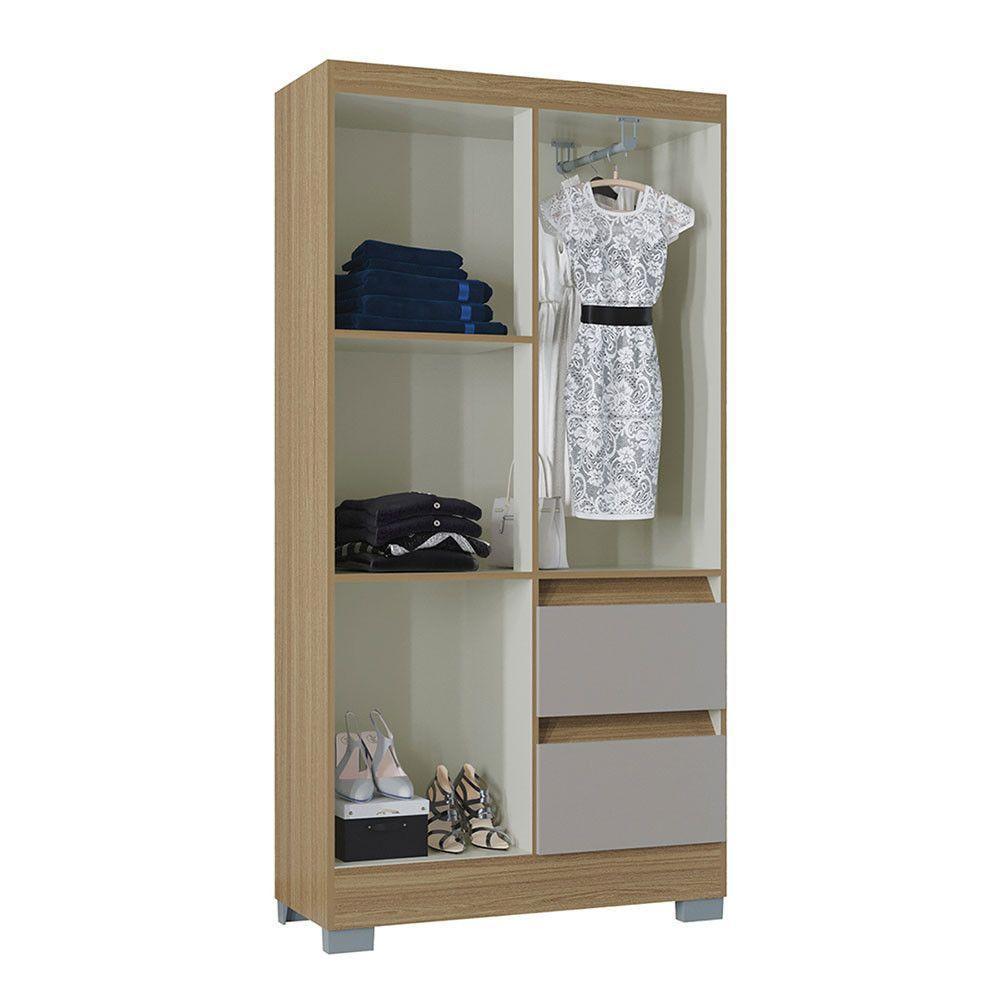 Guarda Roupas Quarto Pequeno Off-white Nápoles Poquema Damasco/off White - 5