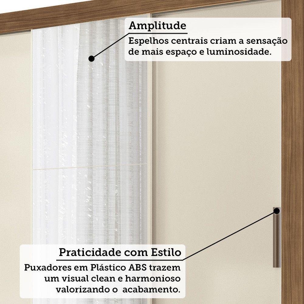 Guarda-roupa Casal 3 Portas De Correr Com Espelho Jequitiba/off White - 5