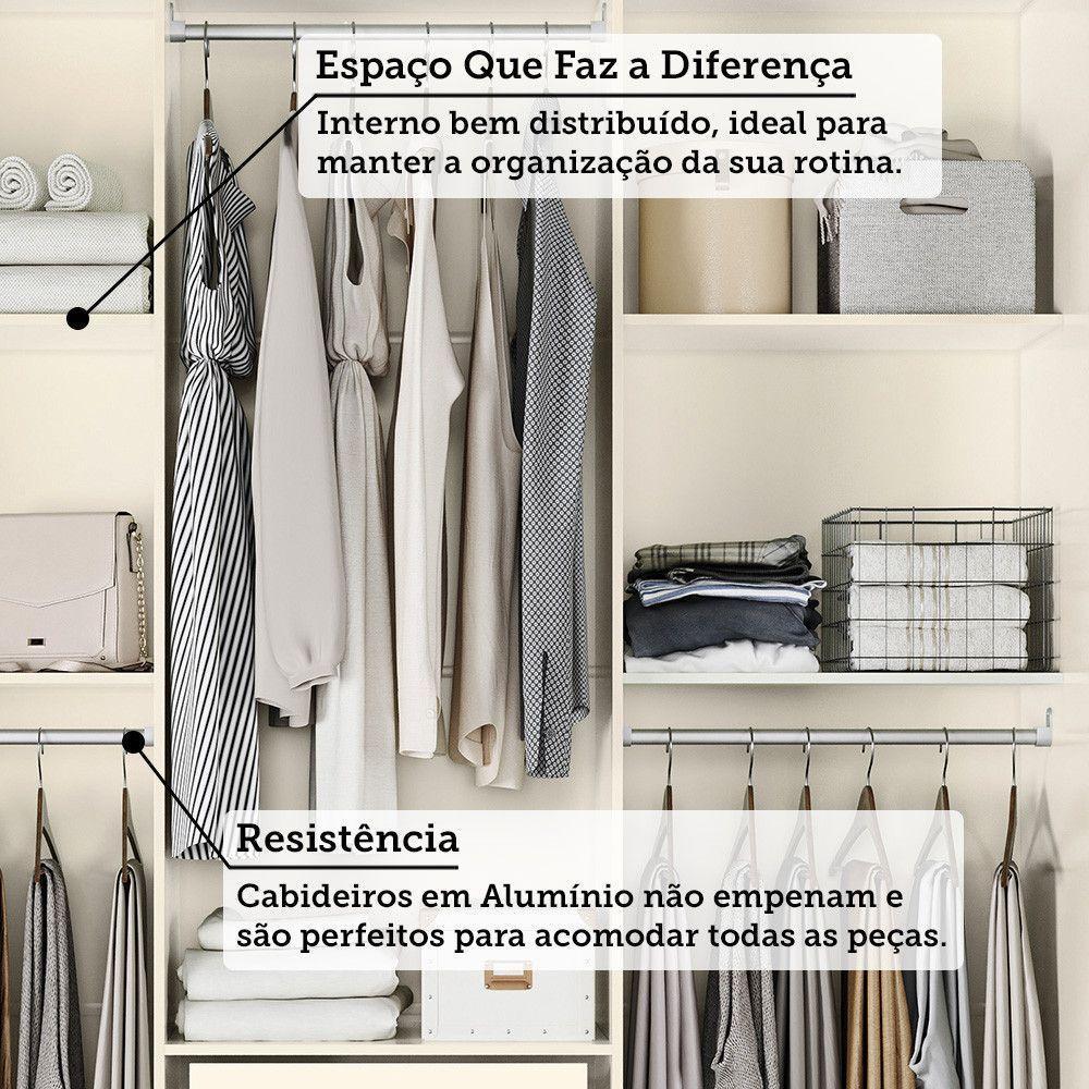 Guarda-roupa Casal 3 Portas De Correr Com Espelho Jequitiba/off White - 8